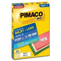 Etiqueta Adesiva A4 Inkjet + Laser A4356 (25,4  x 63,5 mm) c/33 CX 100 UN Pimaco