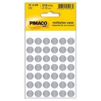 Etiqueta Adesiva para Identificação Pimaco Multiuso TP12 PR (12 mm) Prata c/210