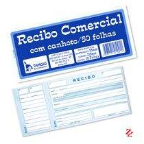 Bloco de Recibo Comercial com Canhoto PT 20 UN Tamoio R1001 50 Folhas