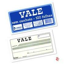 Bloco de Vale sem Canhoto PT 20 UN Tamoio 100 folhas R1019