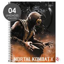 Caderno Espiral Universitário Capa Dura 1 Matéria (80 Folhas) Mortal Kombat X PT 04 UN Tilibra